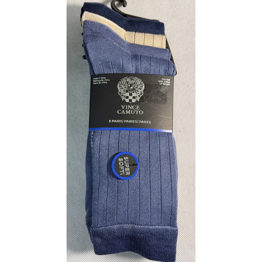 Vince Camuto Super Soft Men's Dress Socks - 5 Pairs - Blue Tan - One Size